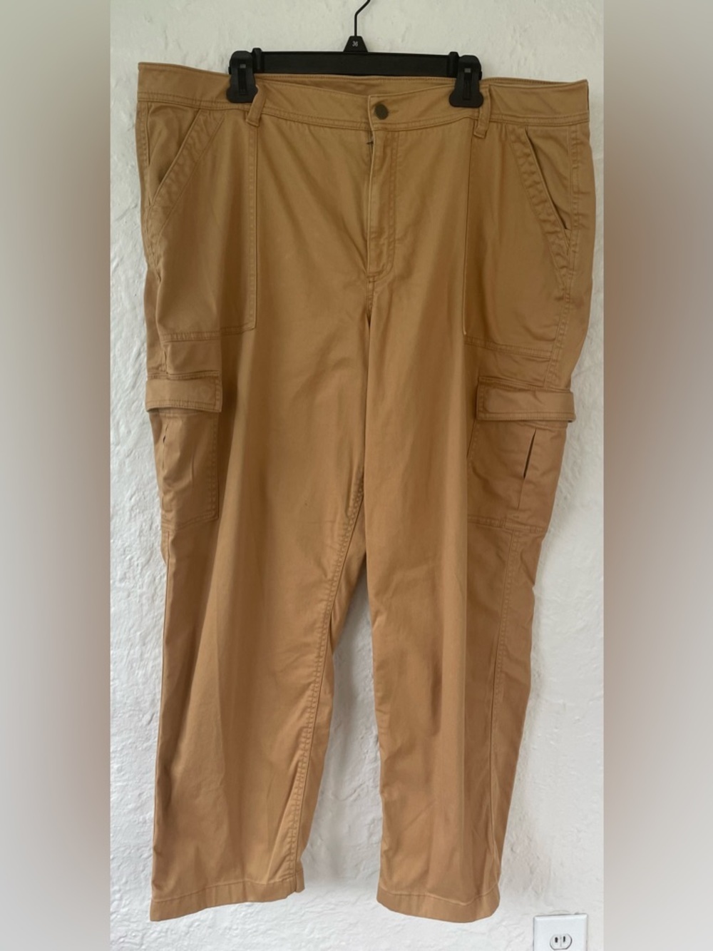 L.L. Bean plus size burnt orange cargo style flat front chino pants; size 20